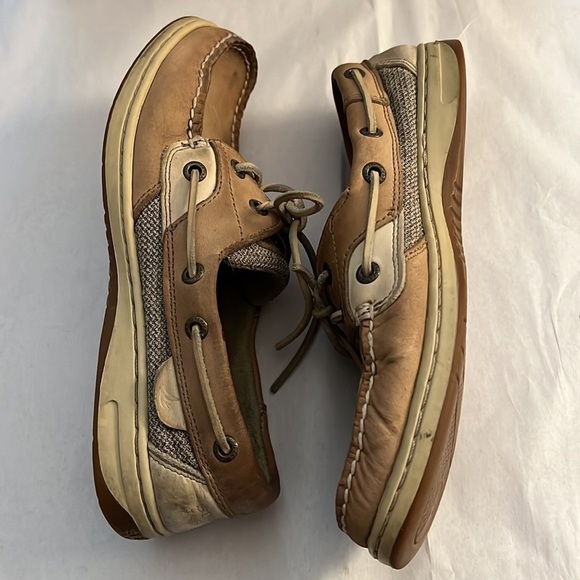 Sperry Top Sider Songfish leather woman’s lace up loafers sz 7 M linen oat - Picture 8 of 10